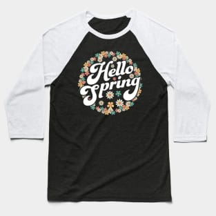 Hello Spring Trendy Easter Daisy Flower Cute Floral Pattern Baseball T-Shirt